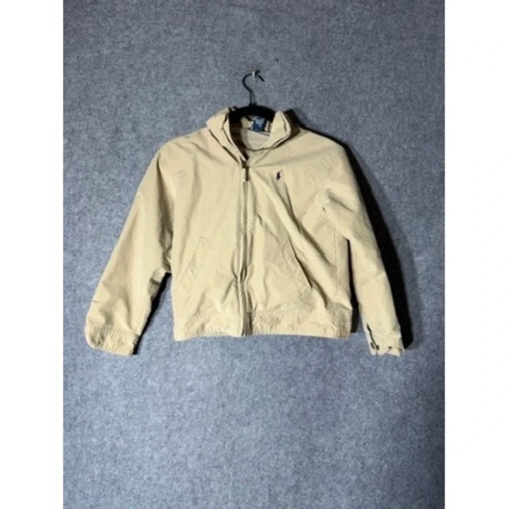Polo Ralph Lauren Kids Khaki Beige Hooded Canva Jacket Size S 8/10 Cotton